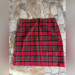 Talbots Red and Black Plaid Pencil Skirt